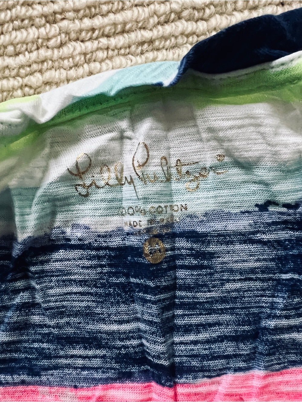 Lilly Pulitzer NWOT  V-Neck Tank Top in Navy, Lime & hot pink sz Medium - Picture 2 of 2